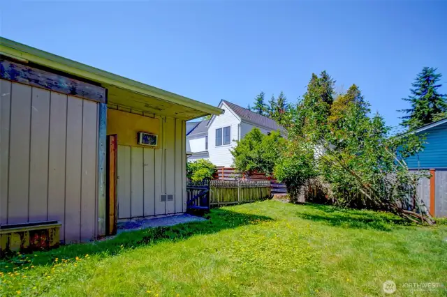There are two built-in storage sheds.