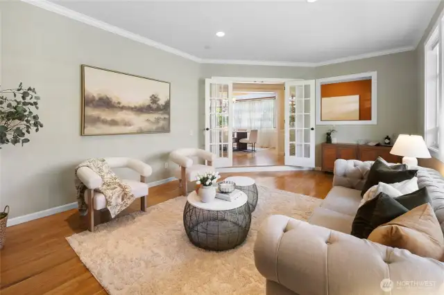 Used as the music room or 'la Sala', this room is directly off of the main front entry.