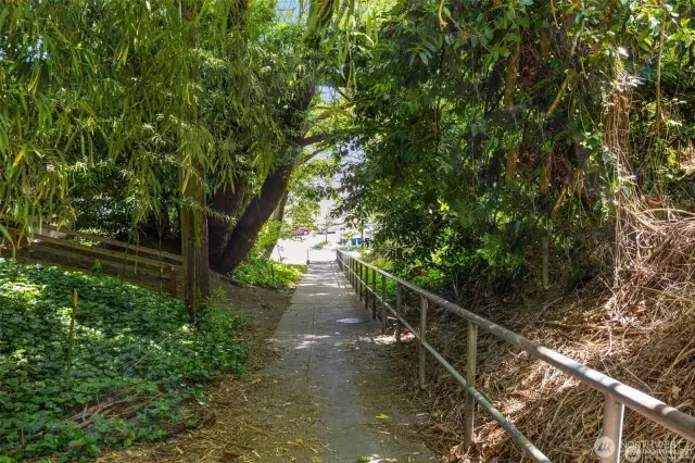 Stair path takes you straight down to the boat launch