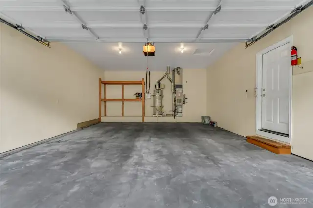 Two car garage is nice sized and enters directly into the home.