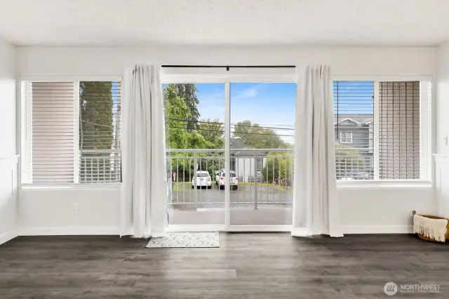 View of balcony and living room