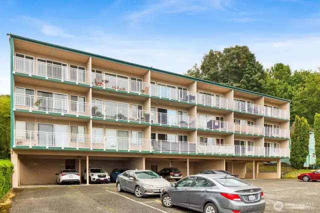 Back of building from parking lot