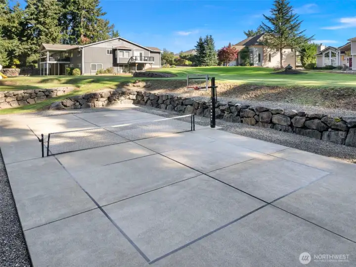 Sport court lined for pickle ball.