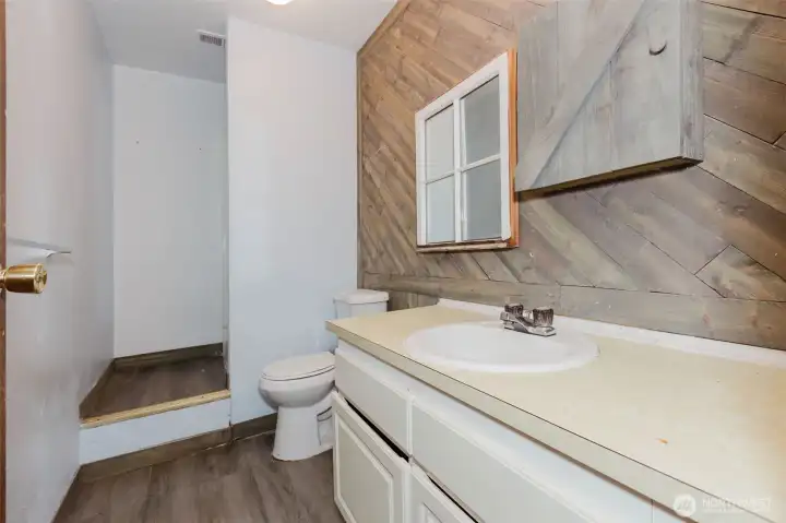 Half bath on the lower level.