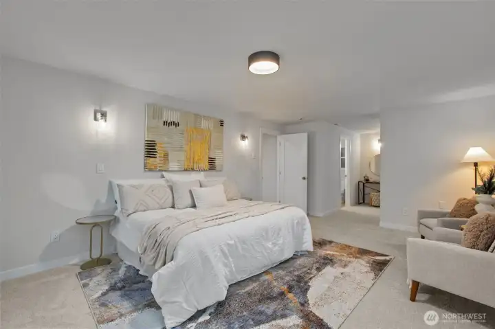 Primary bedroom runs front to back.