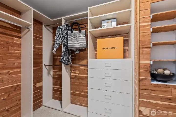 Cedar walk-in closets.