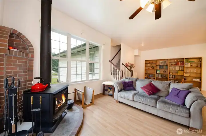 A cozy fire warming everyone to their very bones