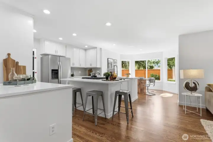 Freshly painted interior with new millwork, updated lighting and hardware throughout the home.