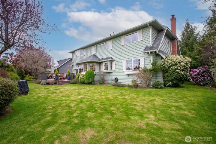 With pie-shaped parcel, backyard is extra spacious and wide