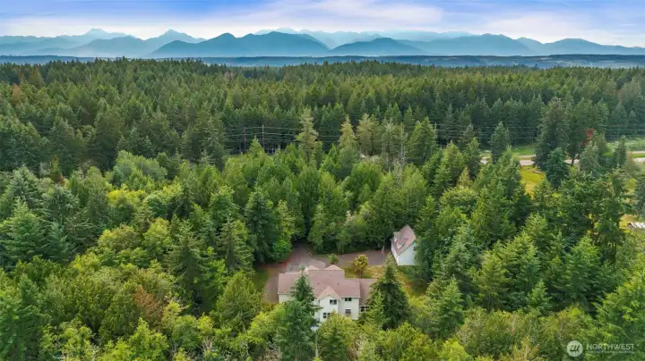 Set deep within the trees with the Olympic Mountains on the horizon — this is what nearly five acres of seclusion looks like in the Pacific Northwest. Set deep within the trees with the Olympic Mountains on the horizon — this is what nearly five acres of seclusion looks like in the Pacific Northwest.