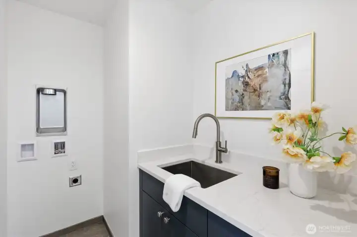 Dedicated Laundry Room with Sink and Cabinetry