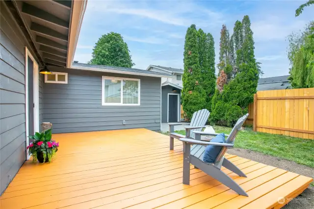 Large deck, perfect for entertaining or lounging in the sun.