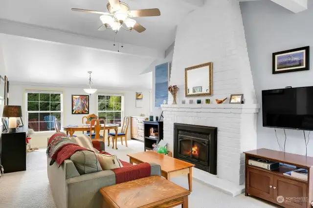 This cozy living room is the heart of the home and is well loved.