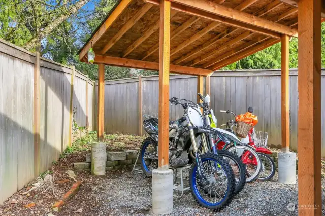 Covered toy storage.