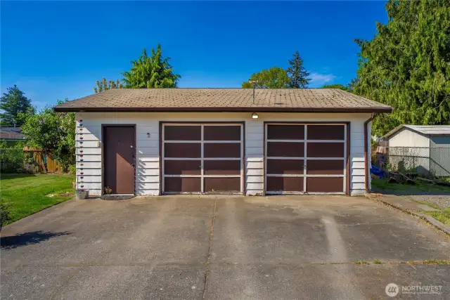 Detached 2 car+ garage!