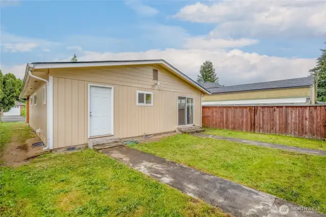 Mostly fenced yard