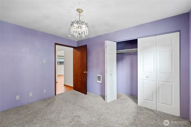 Bedroom 3 with beautiful, vintage light fixture