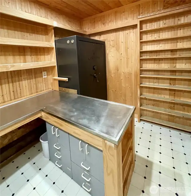 Safe room storage and working space.