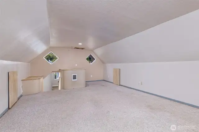 The very top floor looking back towards what this seller used as the Primary bedroom/bathroom.