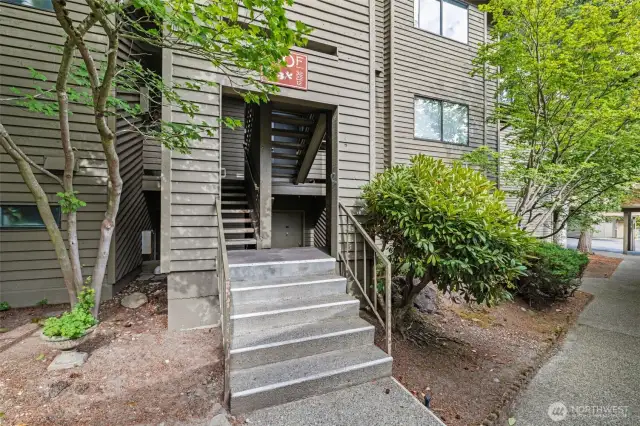 Welcoming entryway to Unit F12 - located on the right side for added privacy and convenience.