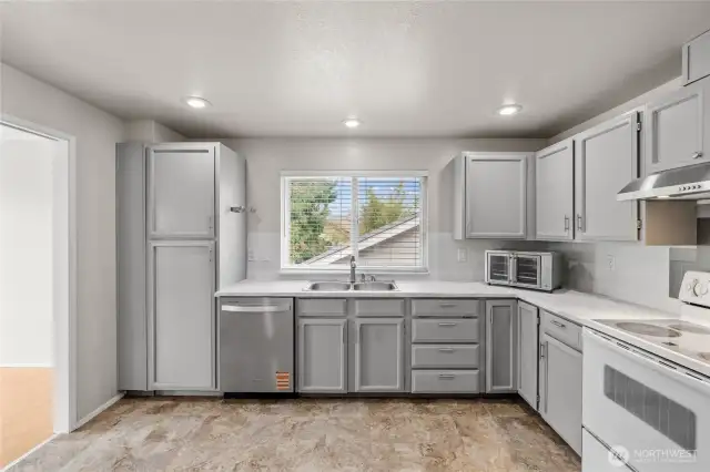 Spacious kitchen with abundant storage