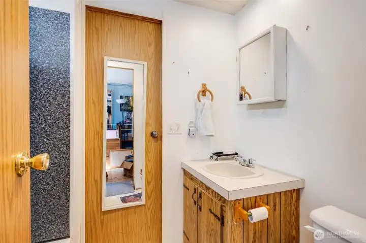 Guest bathroom is a jack and jill to the guest bedrooms