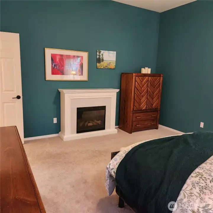 The seller is leaving the electric fireplace. It actually heats the bedroom area.