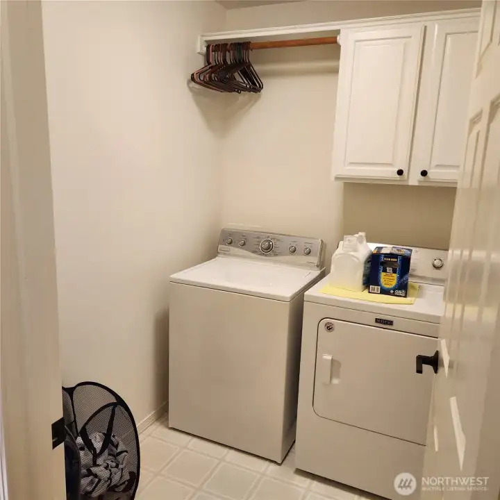 An indoor utility room means no going out to the garage in the cold!