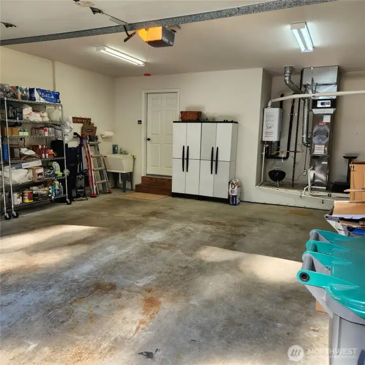 Just two steps down into the garage.