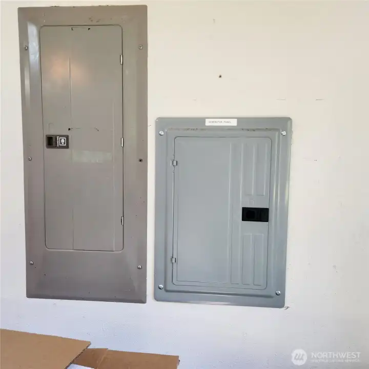 Located in the gargae is the main electrical panel. A panel wired for your generator to plug into