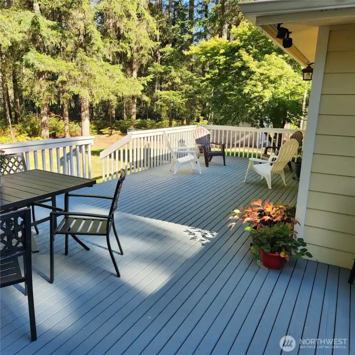 The deck extends the length of the house. A perfect place to sit at the end of the day in your McCormick Woods Home!