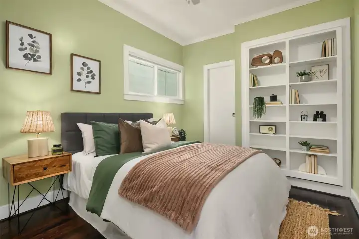 Main level bedroom w/built-in bookcase.