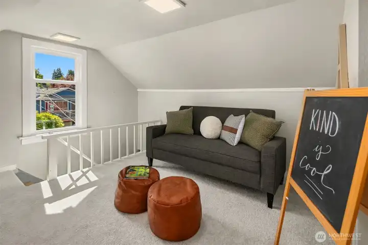 Extra finished space above. Lounge. Play. WFH.