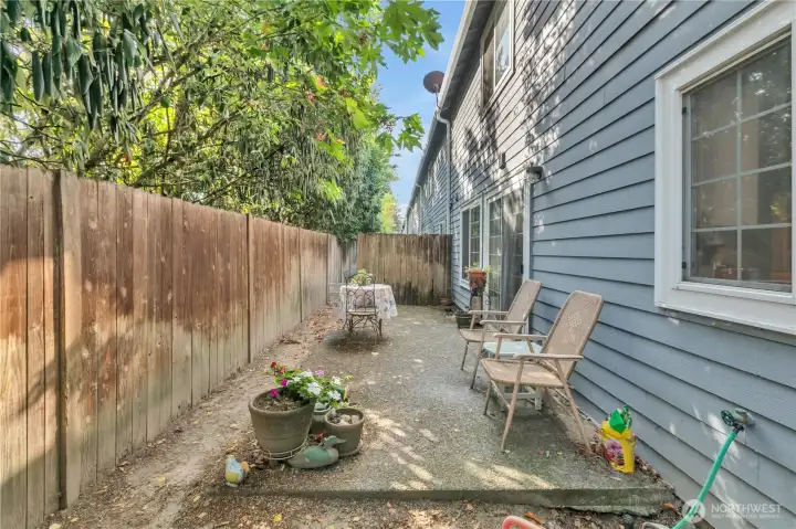 The private backyard could use a little love but the grass will come back if you want it to.