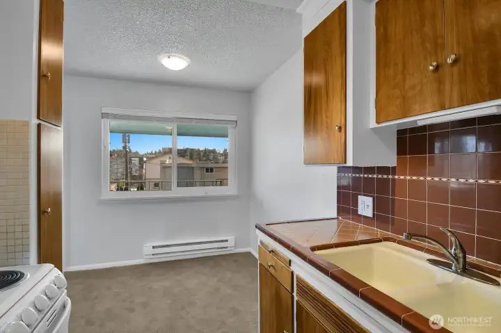 Taken from back wall of kitchen