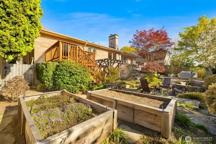 Raised garden beds with irrigation. (new in 2025)