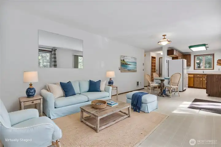 Virtual staging. Living room and dining area 2