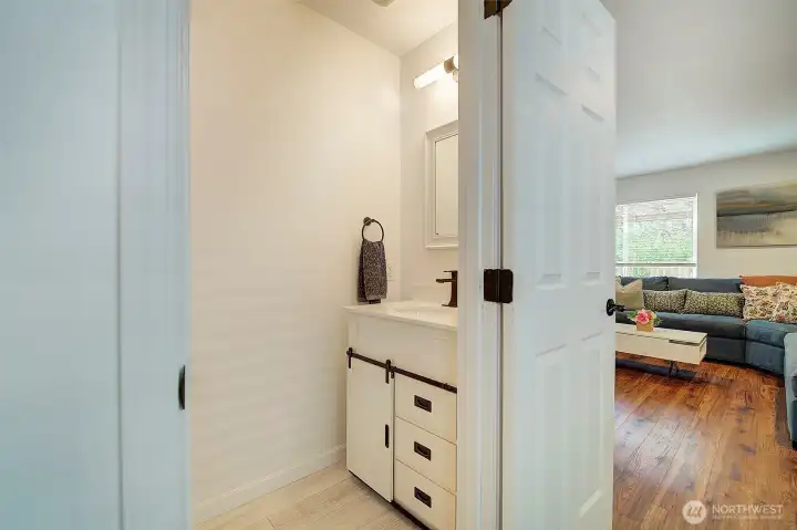 Convenient updated Half bath off living areas