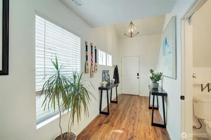 Nice entryway is light and airy.
