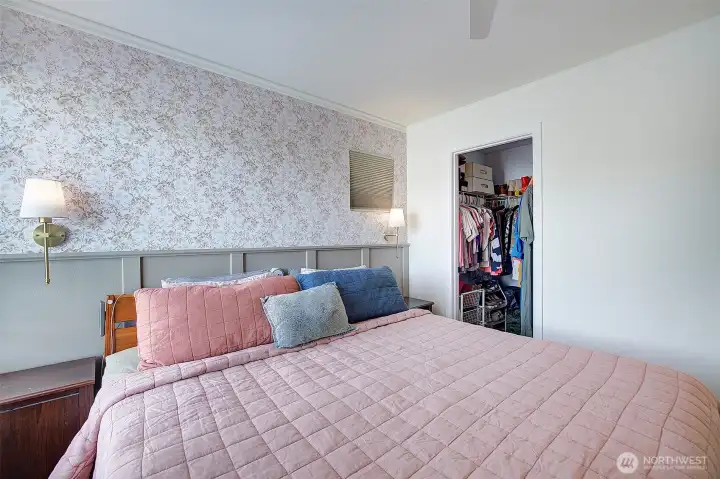 Spacious Master Suite with walk-in closet and new glass shower