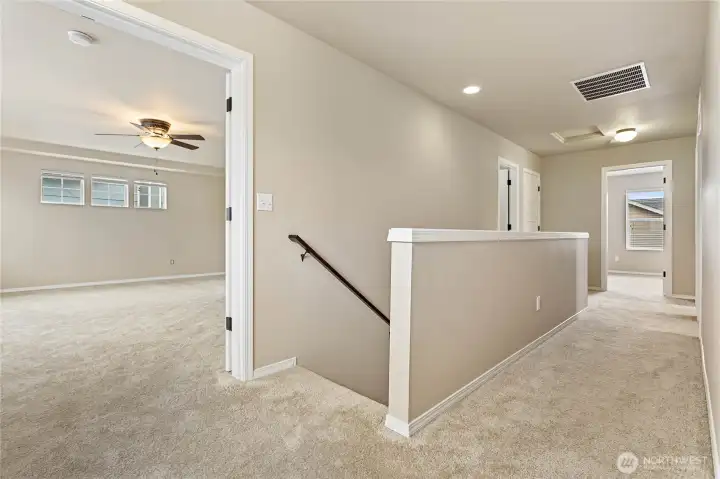Spacious upstairs landing that leads into the rooms Spacious upstairs landing that leads into the rooms
