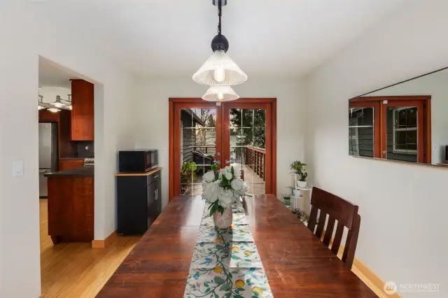 Dining room with access to upper porch