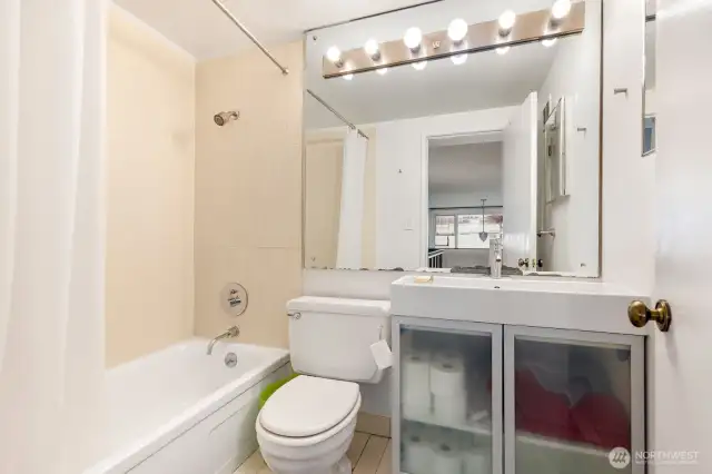 Generous sized bathroom.