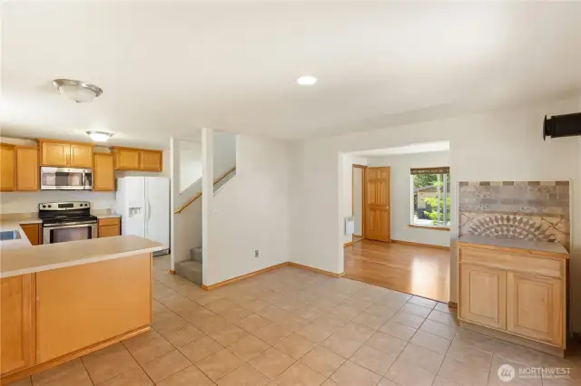 Dining Room Looking to Office and Kitchen