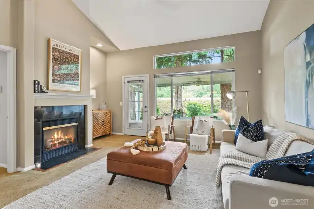 Spacious living area with gas fireplace!