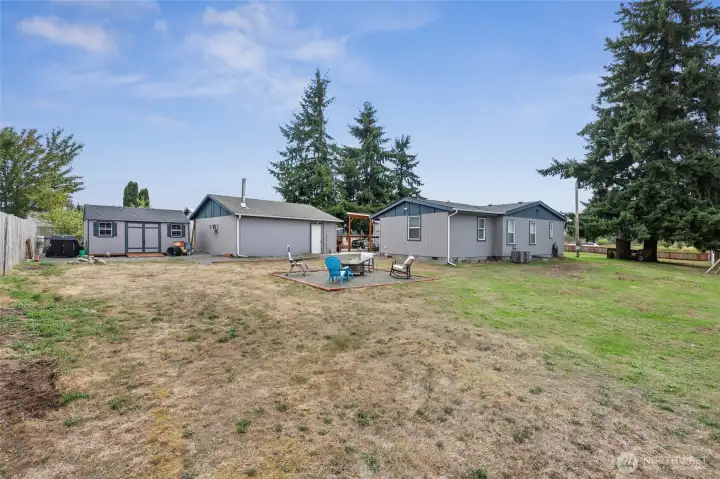 larger overview of the backyard area.