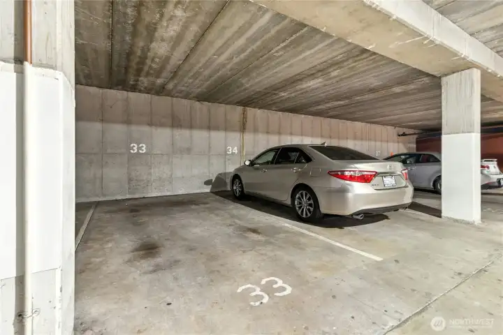 Dedicated and secure parking in garage. Stall #33