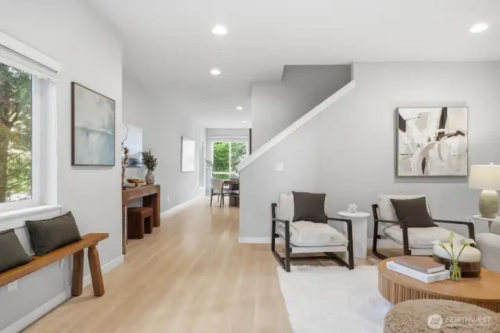 High ceilings & large window allow natural like to shine all over.