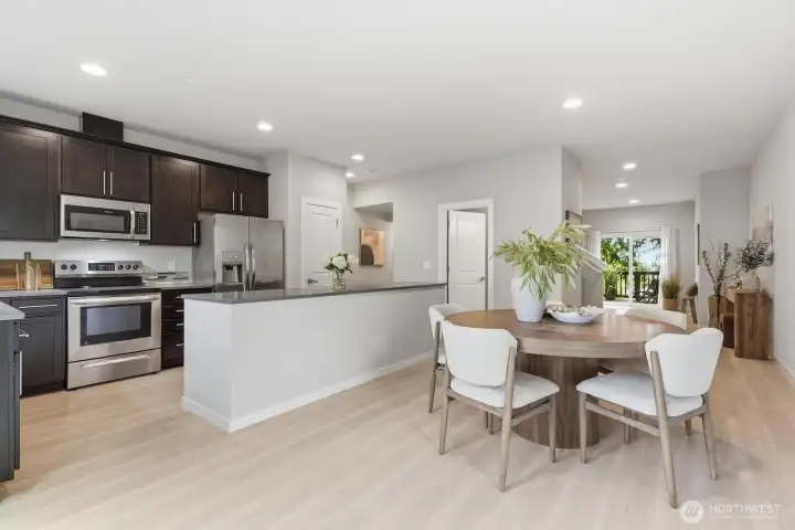 Spacious enough for a large dinning table if you love to have guests or host holiday meals.