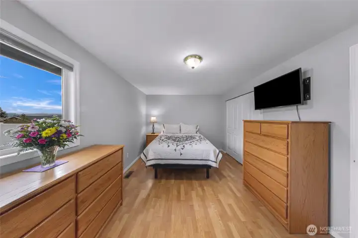 Primary bedroom is large with tons of natural light and large enough to fit a king sized bed